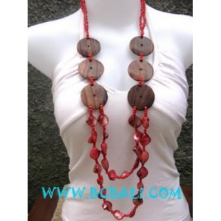 Wooden Necklaces with Shells