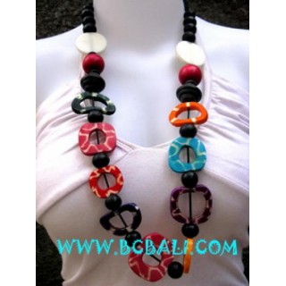 Wood And Bone Painted Necklaces