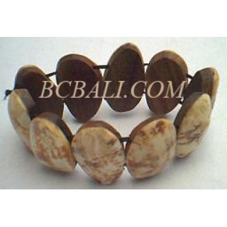 Shell With Wood Bracelets