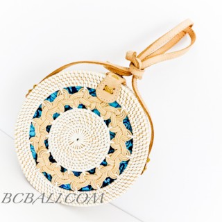 Ata Rattan Circle  Bags & Strap  White Color Design Gendhis Braid