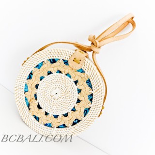 Ata Rattan Circle  Bags & Strap  White Color Design Gendhis Braid