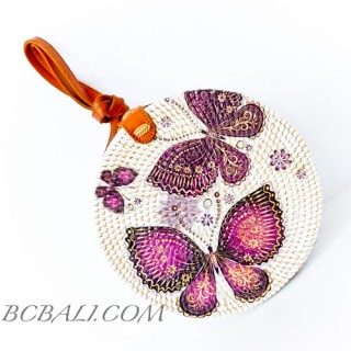 New Style Sling Bags Circle Rattan Rafia With Beautiful Decoration