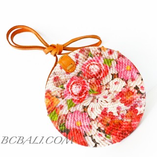 New Style Sling Bags Circle Rattan Rafia With Beautiful Decoration