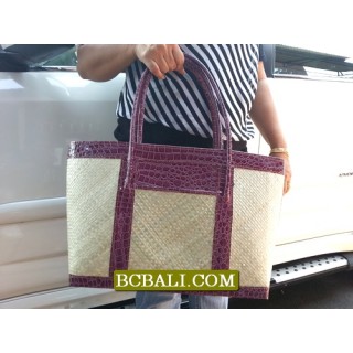 Balinese Handmade Pandanus Handbags Leather