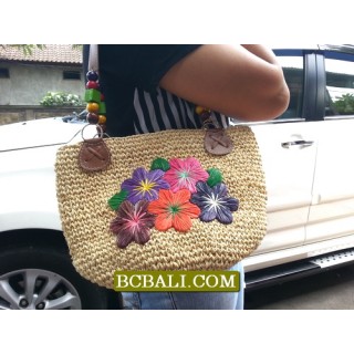 Embroidery Handmade Straw Bags Flowers