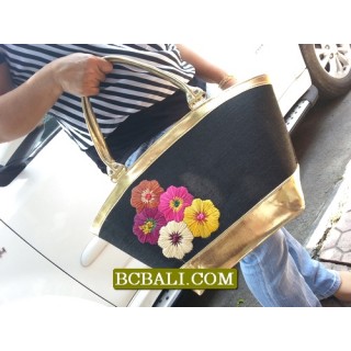 Flowers Embroidery Cotton Fashion Handbags