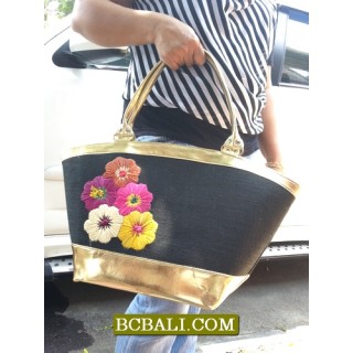 Flowers Embroidery Cotton Fashion Handbags