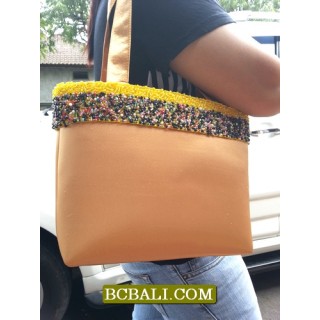 Ladies Cotton Handbags with Beads Belts