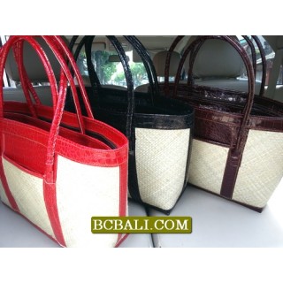 Balinese Handmade Pandanus Handbags Leather