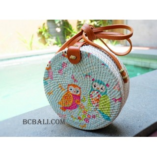 women fashion sling bags rattan circle with decorative