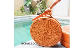 new full leather sling bags circle handmade fashion