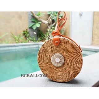 sling bags circle rattan with sea shells accessories