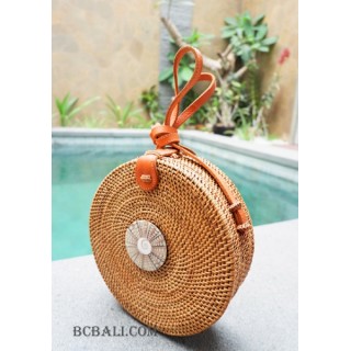 sling bags circle rattan with sea shells accessories