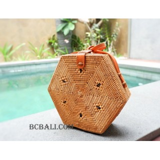 Shape rattan ata sling bags natural handmade