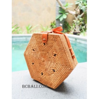 Shape rattan ata sling bags natural handmade