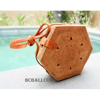 Shape rattan ata sling bags natural handmade