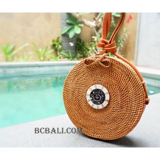 bali rattan sling bags rattan with seashells