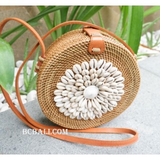 cowrie shells circle sling bags rattan handmade bali