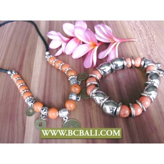 Stone Beads Acrilic Bracelet Sets Necklace