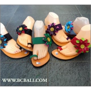 Bali Leather Two Covering Flower Wedges