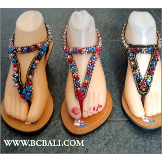 Bali Leather Wedges Sandal Full Beading