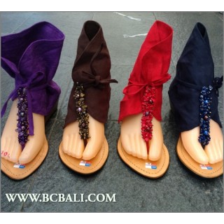 Bali Wedges Bat Style Sandals Slippers Leather