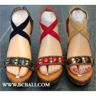 High Heels Leather Wedges Beads Fashion