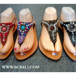 Bali Strappy Sandals Slippers Beads Leathers