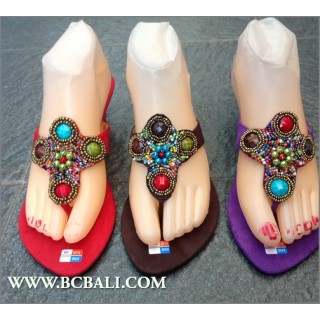 Indian Bead Stone Suede Wedges Footwear