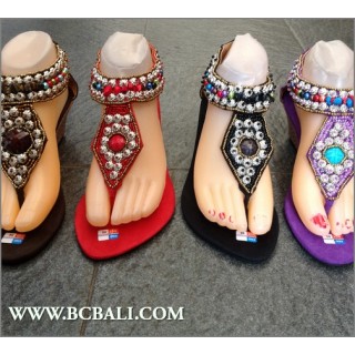 Wedges Full Beading Fringed Sandals