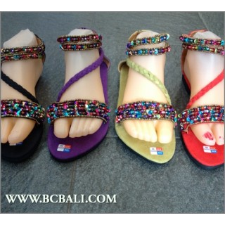 Bali Seed Fringed Sandals Beaded