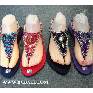 Bohemian Beaded Sandals Slippers Stretched