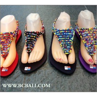 Multi Color Seeds Bead Slippers Sandals