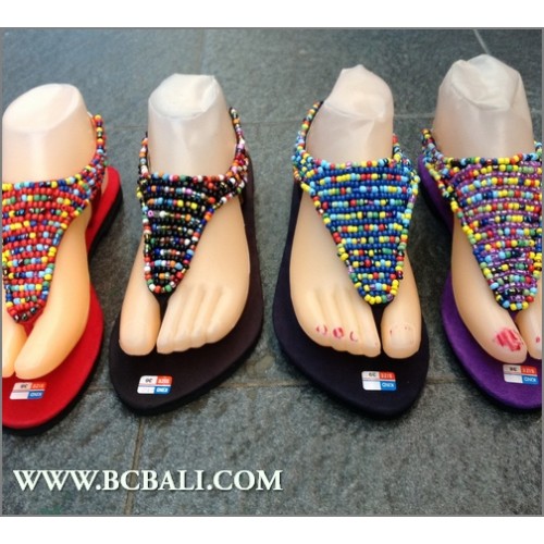 Multi color seeds bead slippers sandals 