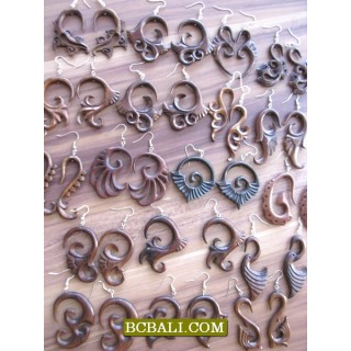 Hooked Wooden Piercings Tribal Hand Carvings 