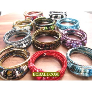 Cuff Beads Bracelets Spiral Multi Coloring Free Shipping